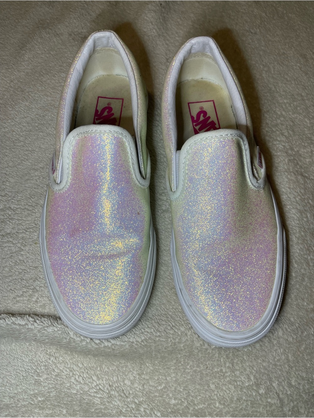 Vans “Off The Wall” Tennis Shoes, Sparkle White size Women’s 6.5  , Men’s 5
